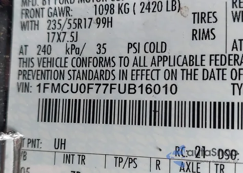 2015 Ford Escape S из США, поврежденный, VIN 1FMCU0F77FUB16010